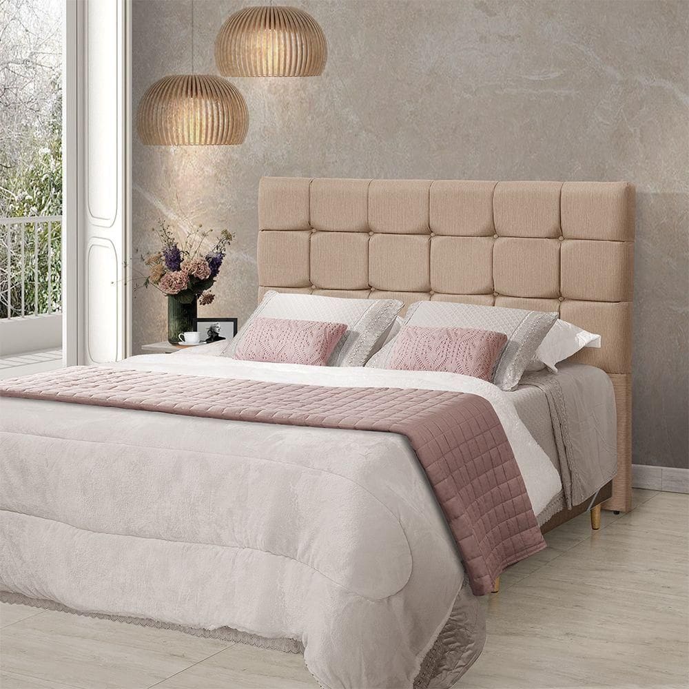 Cabeceira Cama King Estofada 1,93 - Maia Linho Bege