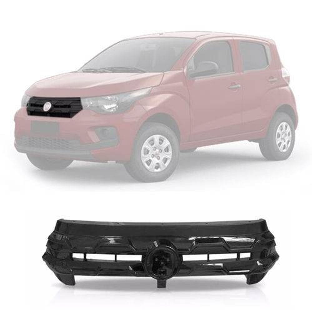 Grade do Radiador Mobi 2014 2015 2016 2017 Preto Brilhante