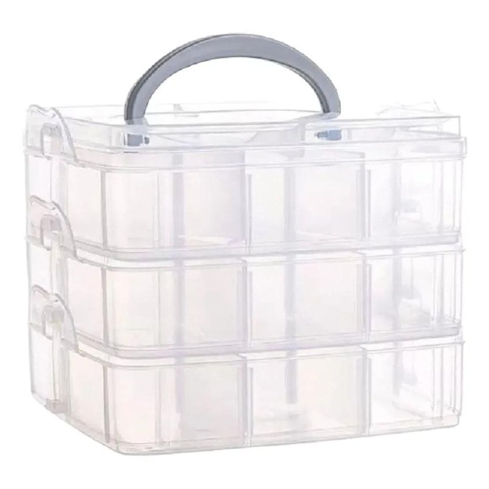 Caixa Organizadora Tipo Maleta C/3 Andares E 18 Divisórias