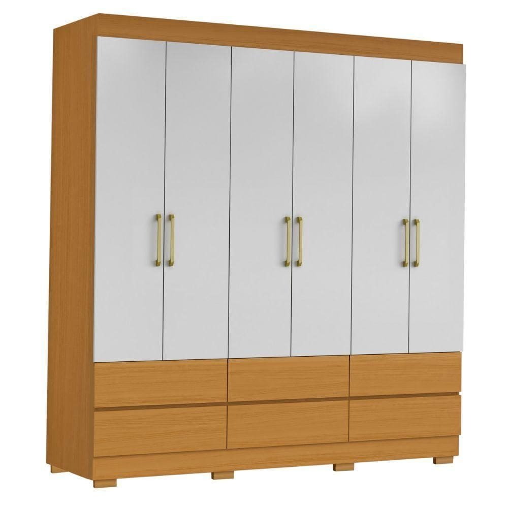 Guarda Roupas Casal Com 6 Portas 6 Gavetas Porto Madeirado/off White