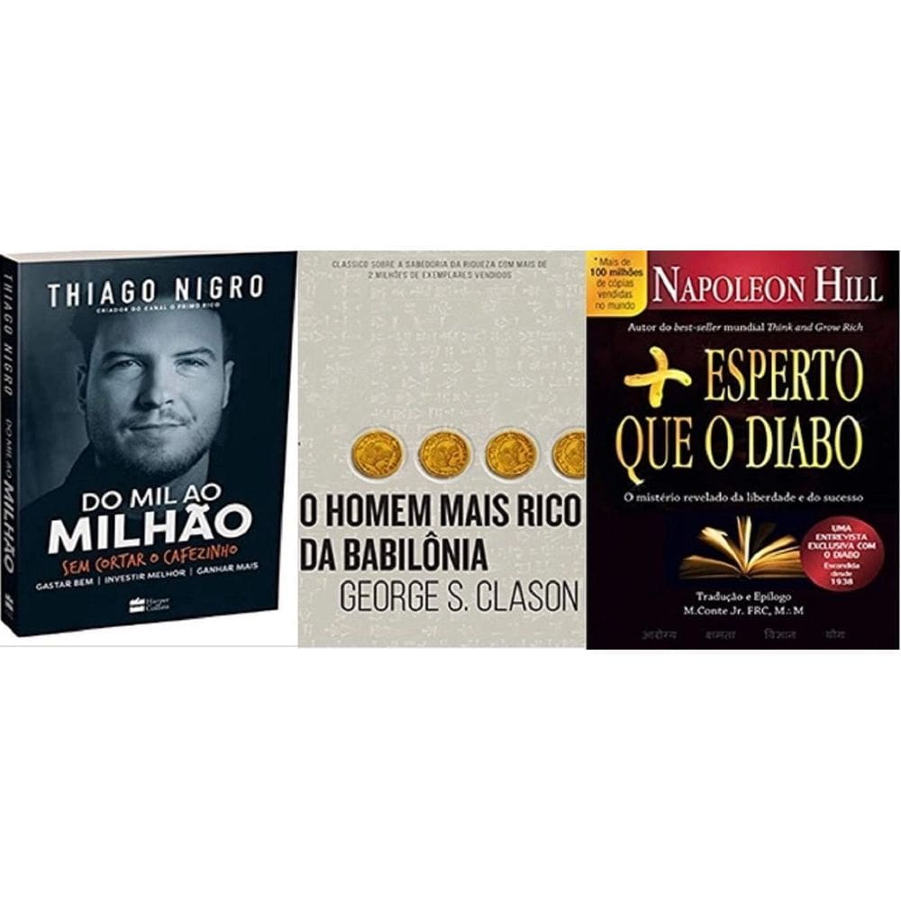 Kit 3 Livros Mais Esperto Que O Diabo + Do Mil Ao Milhão + O