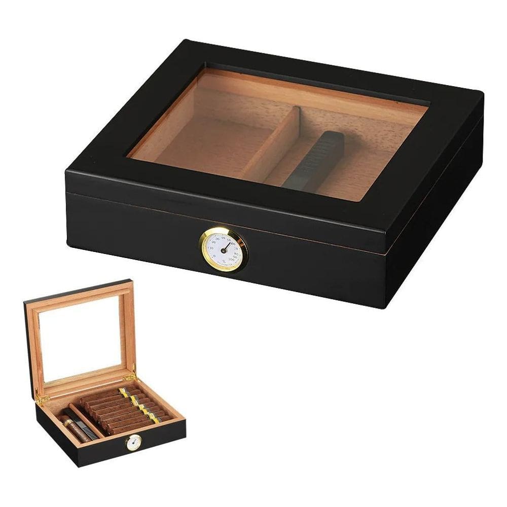 3X Caixa Umidora Para Até 35 Charutos Higrômetro Externo