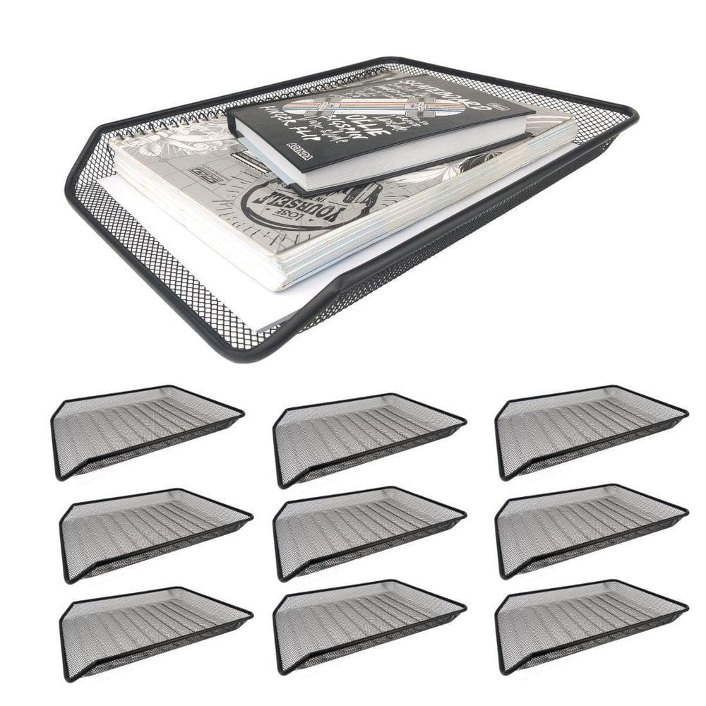 Bandeja Organizadora Multiuso Mesa Escritório Preta Kit 10Un