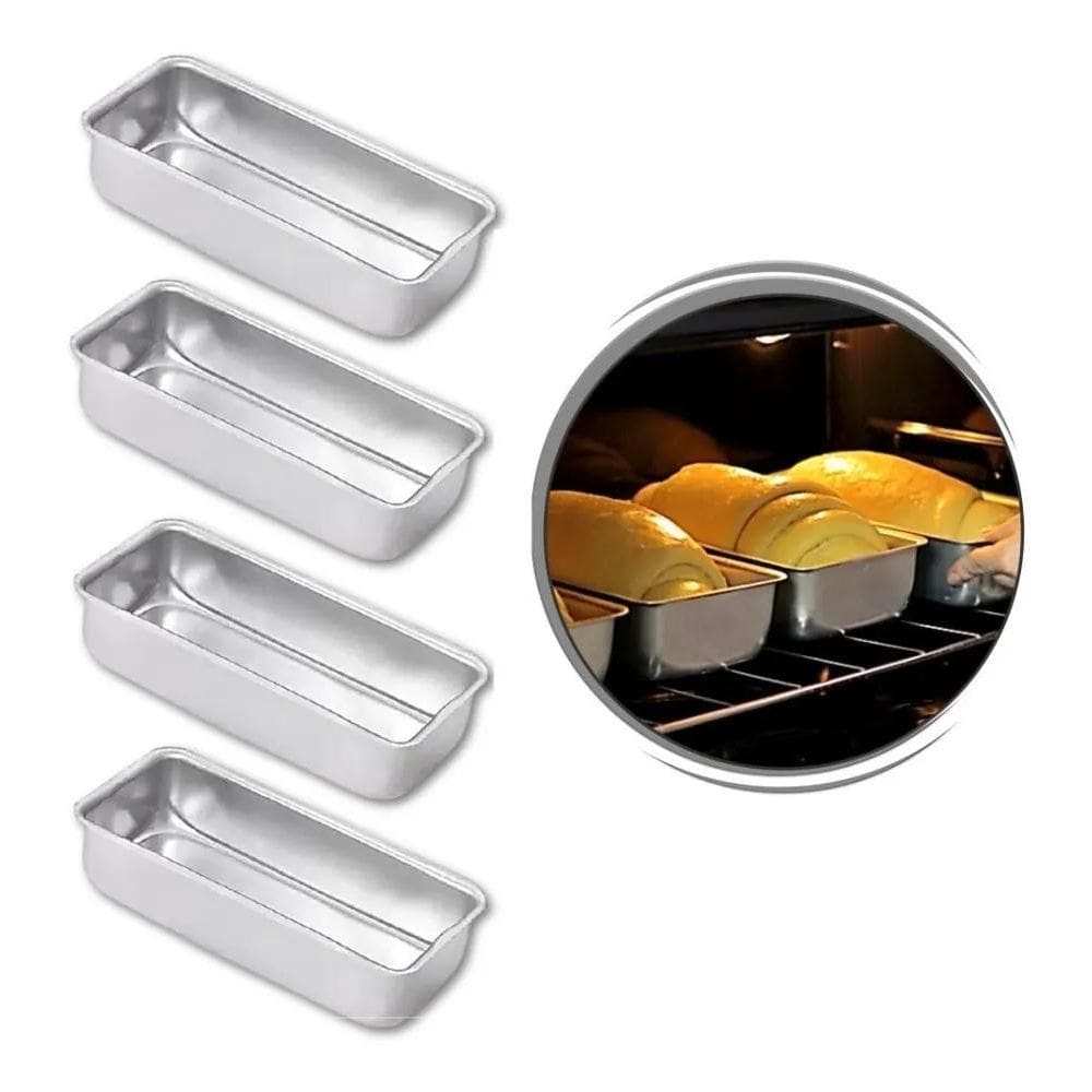 10X Kit 4 Assadeira Formas Pão Caseiro Bolo Inglês E Gelo N