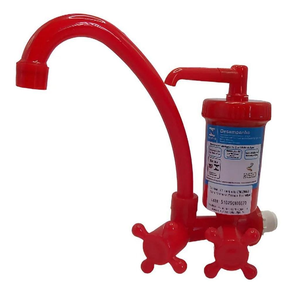 Torneira Cozinha Pia Bica Movel Com Filtro 1/2 X3/4 Vermelho