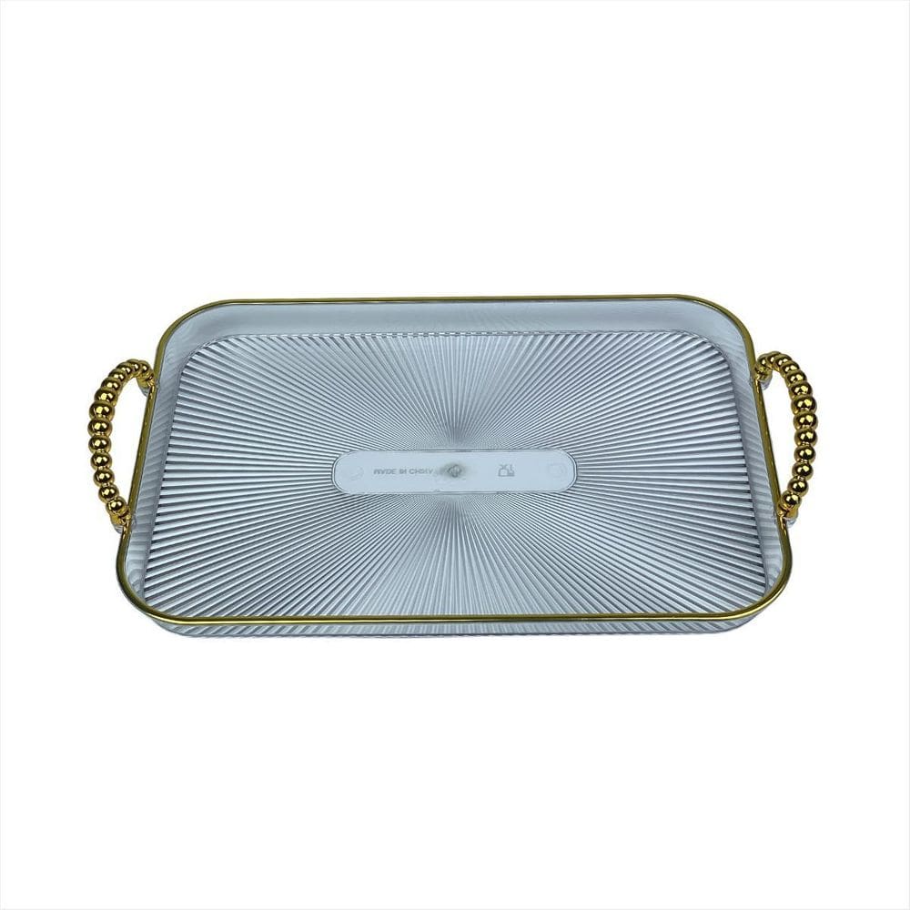 Bandeja Alça Dourada Retangular Grande Luxo Multiuso Taças