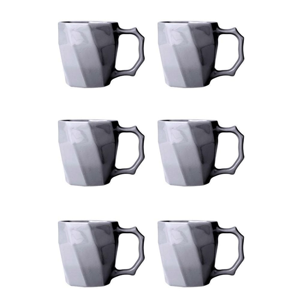 Jogo De Canecas Cerâmica Xícara Café Leite Kit 6 Unid Cinza