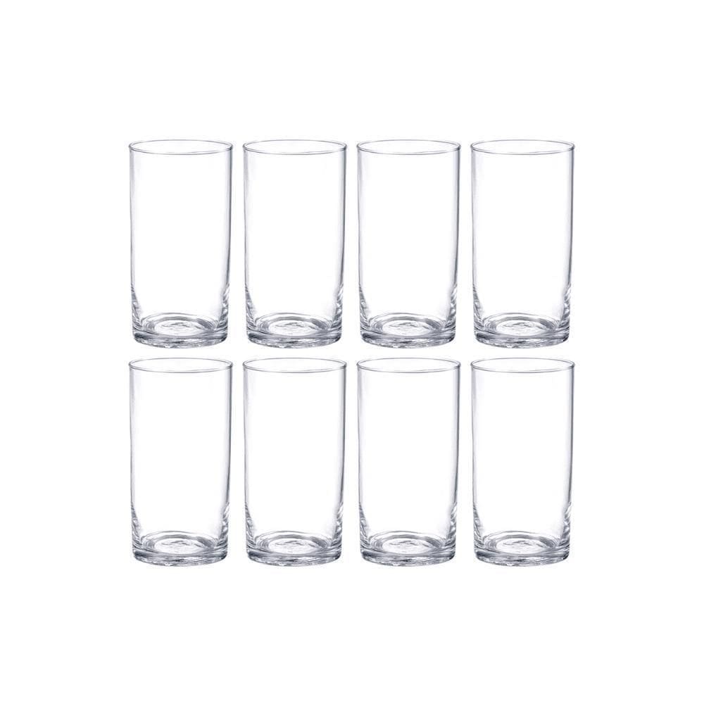 Jogo 8 Copos Altos De Vidro Vghome 350Ml