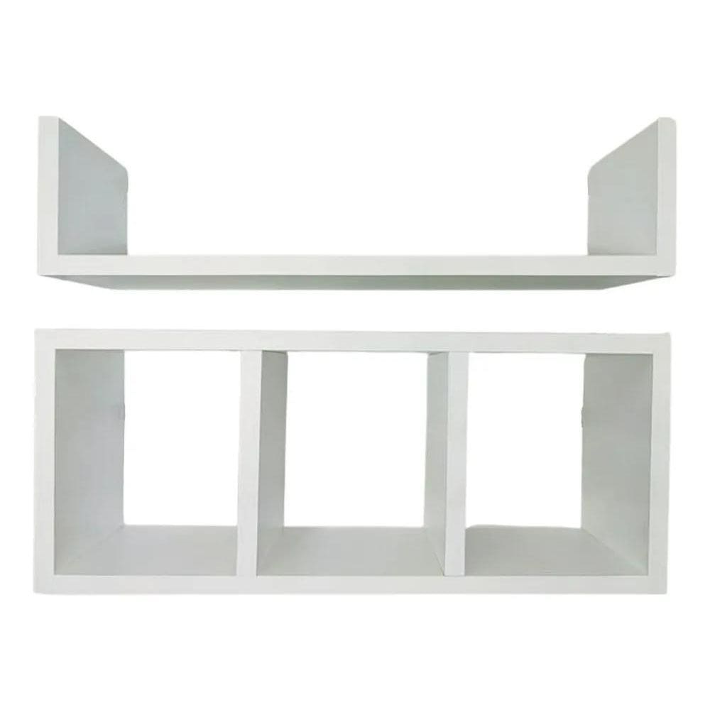 3X Nicho Prateleira 2 Peças Para Decoração Banheiro Mdf Bran