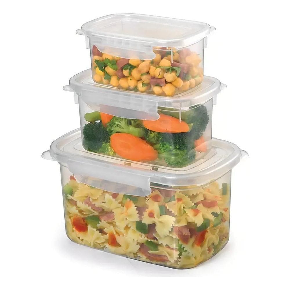 Conjunto De Potes Pmg Com Travas 3 Peças