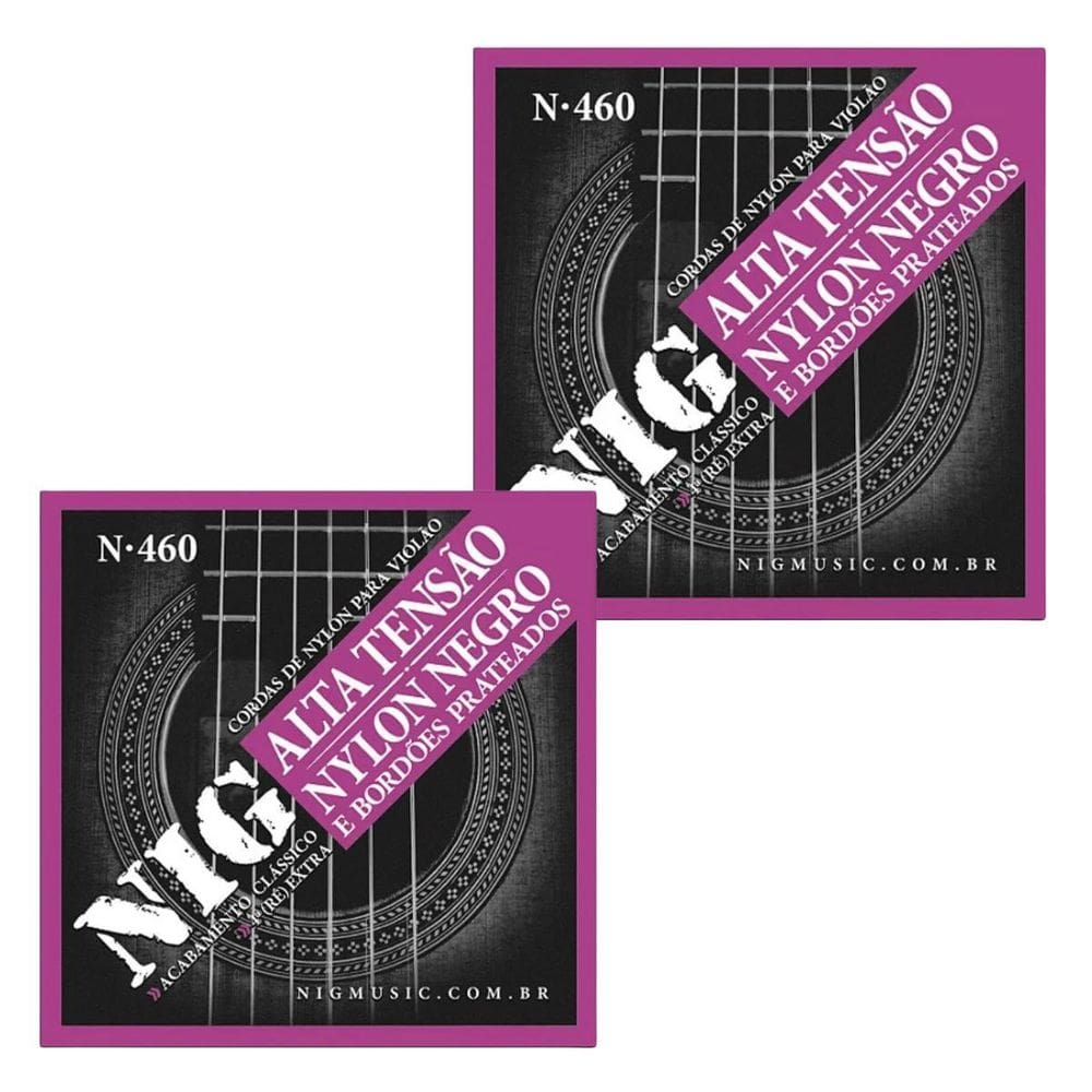 Kit 2 Encordoamento Violão Nylon Nig Tensão Alta N460