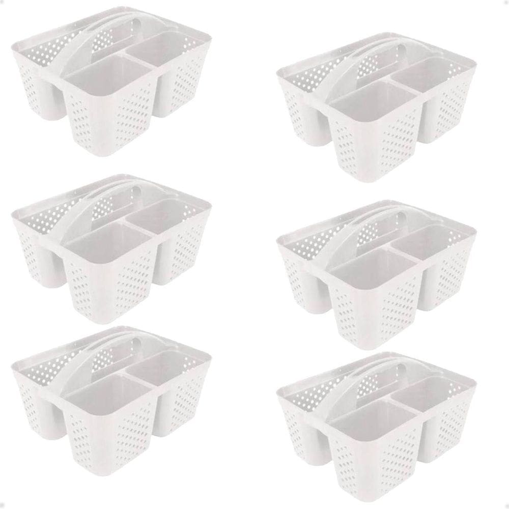 Kit 6 Cesto Cestinha Organizadora Multiuso Com Alça Branco