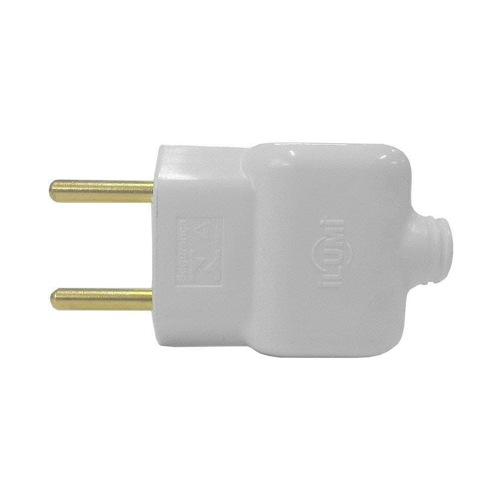 Pino Plugue Macho Bipolar 2P 10A 250V Cinza Ilumi