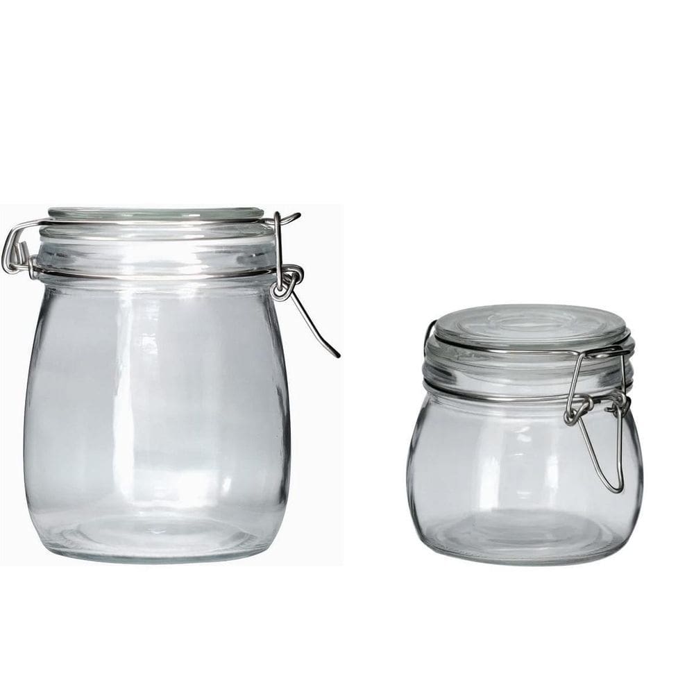 Kit De 2 Potes Hermeticos Vidro Com Trava 830 E 500 Ml