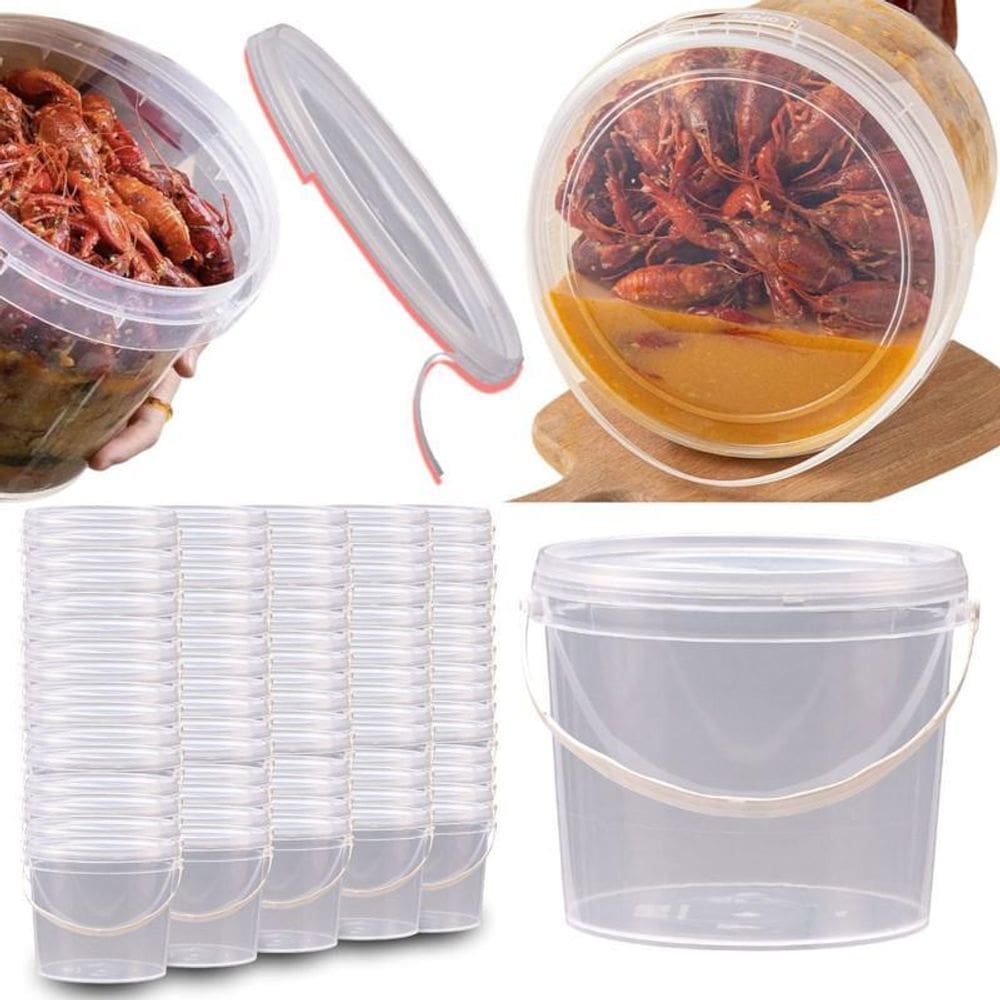 Balde 1,8Lts De Plastico Com Tampa Para Farinha 7 Pçs