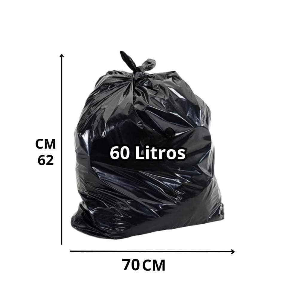 Saco De Lixo 60 Litros Preto Pacote Com 100 Unidades