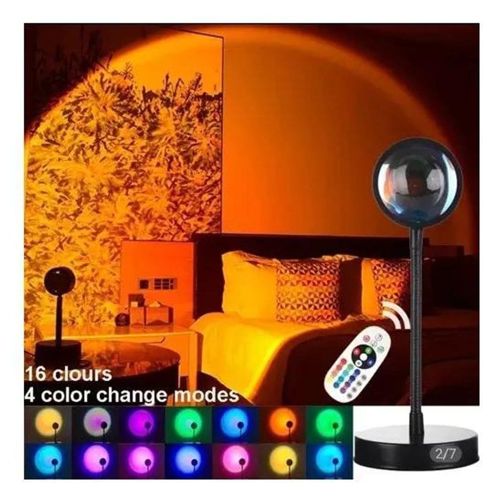 Luminária Por Do Sol Luz Noturna Projetor Led Sunset Tri-Pé