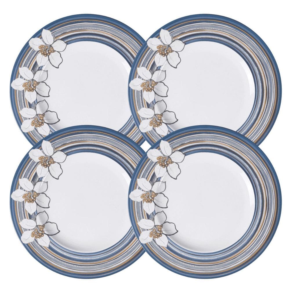Jogo De Pratos Rasos 28Cm Kit 4 Peças Nix Porcelana Floral