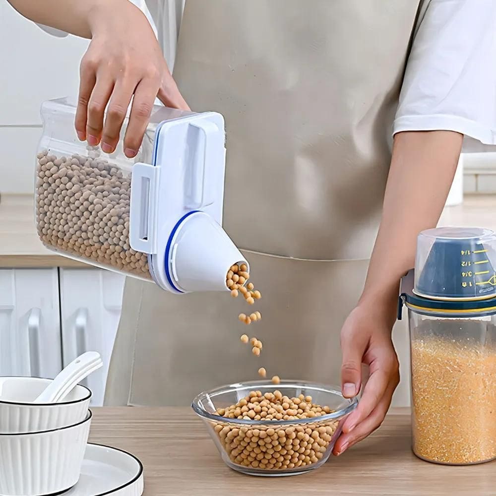 Pote Hermetico Para Armazenamento Com Bico E Copo Medidor