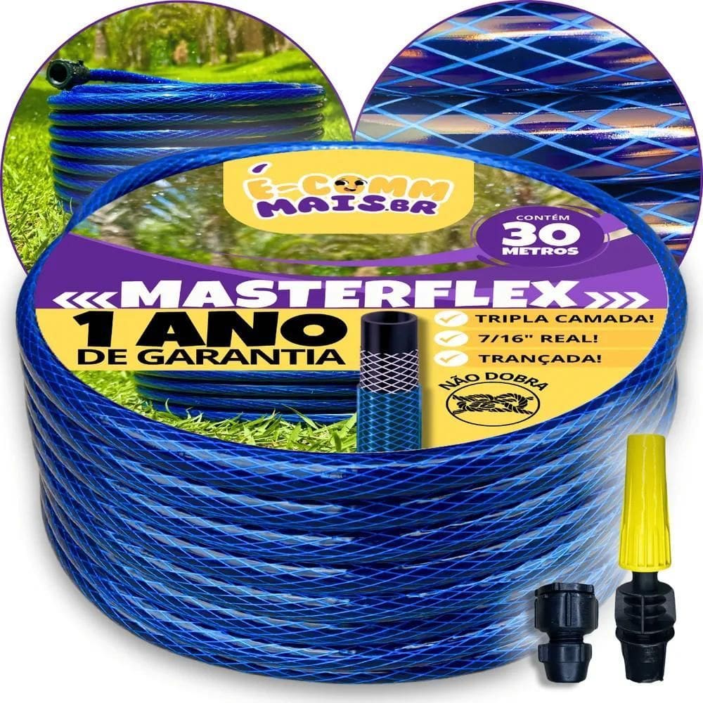 3X Mangueira De Jardim 30M Metros Reforçada Trançada Não Dob