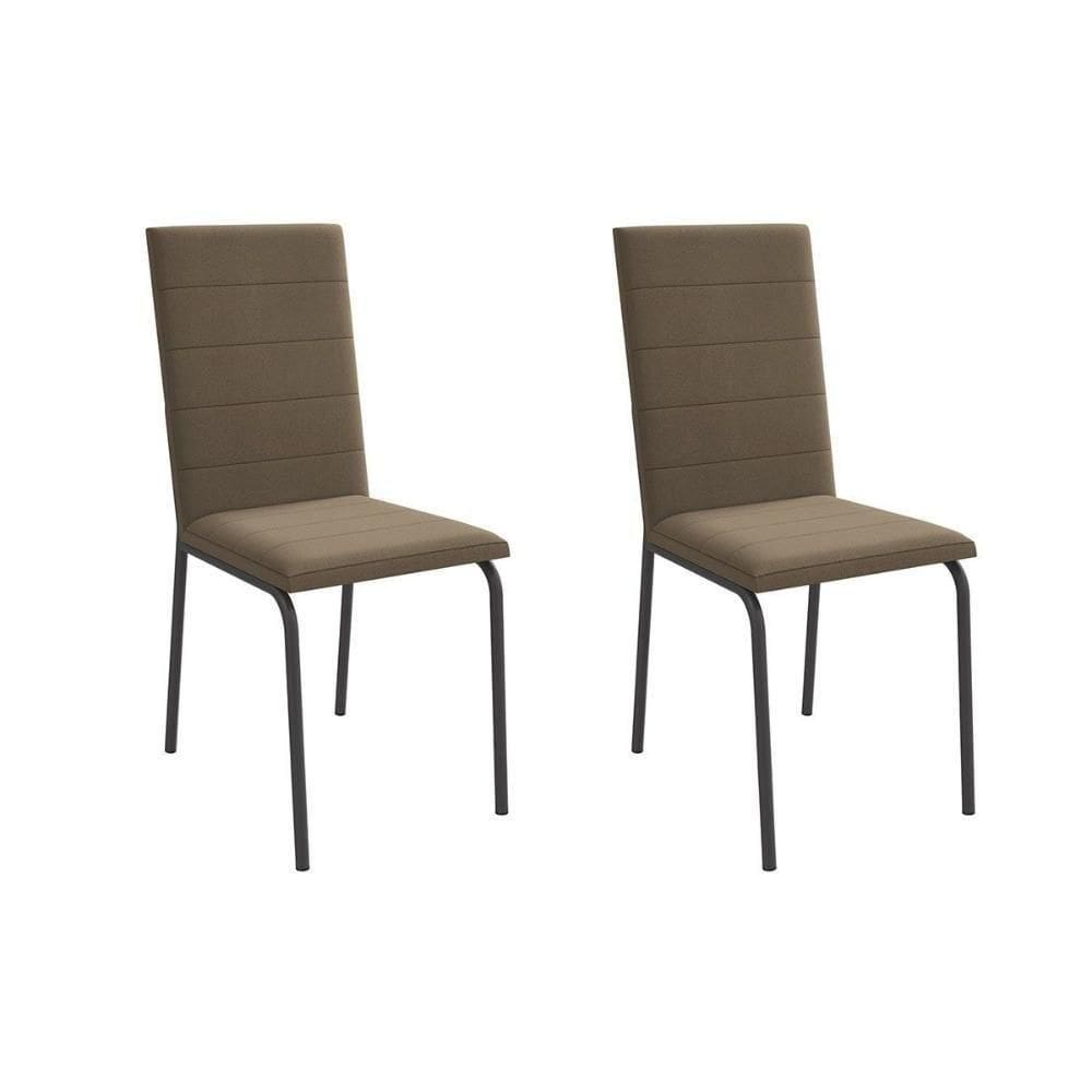 Cadeira De Cozinha Amsterdã 2c091 Aço Kit 2 Un Preto-suede Cappuccino - Kappesberg
