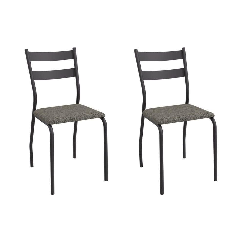 Cadeira Sala De Jantar Bali 2c141prf Aço Kit 2 Un Preto-linho Escuro - Kappesberg