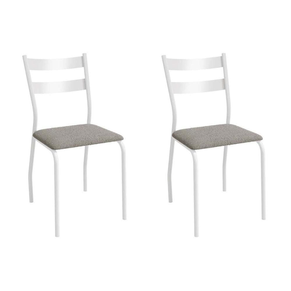 Cadeira De Cozinha Bali 2c141br Aço Kit 2 Un Branco-boucle Cinza - Kappesberg