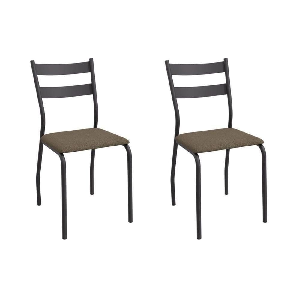 Cadeira Sala De Jantar Bali 2c141prf Aço Kit 2 Un Preto-suede Cappuccino - Kappesberg