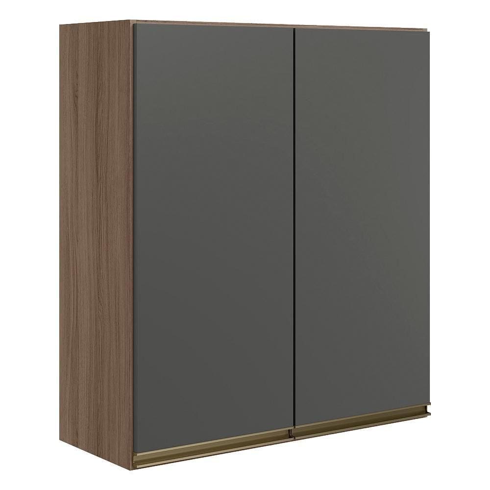 Armario Aereo 2 Portas Mdf 60 Cm Kali 12205 Carvalho Toq Chumbo Nicioli Carvalho Toq Chumbo