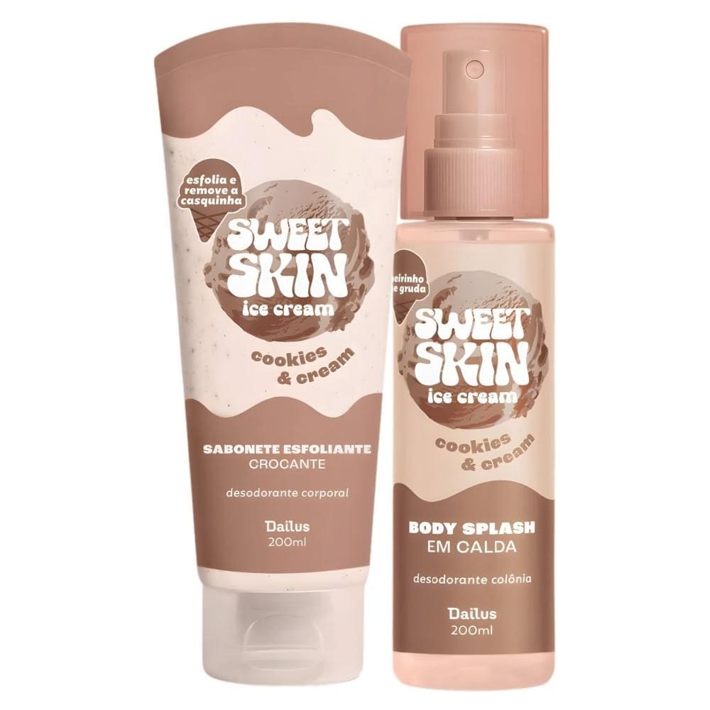 Kit Dailus Sweet Skin Ice Cream Cookies e Cream: Sabonete Esfoliante Corporal e Body Splash 200ml