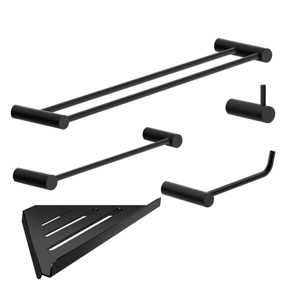 Kit Acessórios Para Banheiro Preto Fosco 5 Peças Grego Metal 2160or