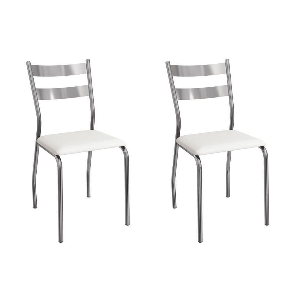 Cadeira Sala De Jantar Bali 2c141cr Aço Kit 2 Un Cromado-ano Branco - Kappesberg