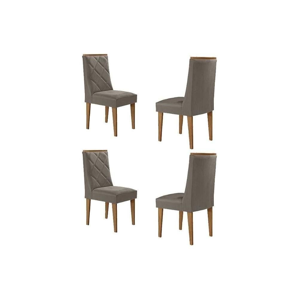 Cadeira Sala De Jantar Pietá Kit 4 Un Madeira Capuccino-suede Capuccino - Rufato