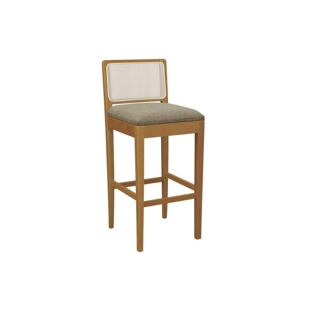 Banqueta De Cozinha Sara Madeira Maciça 1bmm005ca 1 Un Carvalho-boucle Bege Fendi-tela Bege - Kappesberg