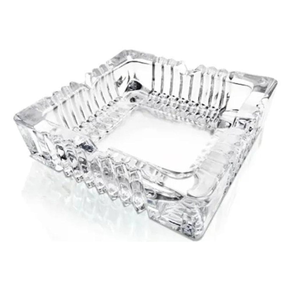 Cinzeiro De Vidro 12 Cm Quadrado Para Mesa Cristal Cor Trans