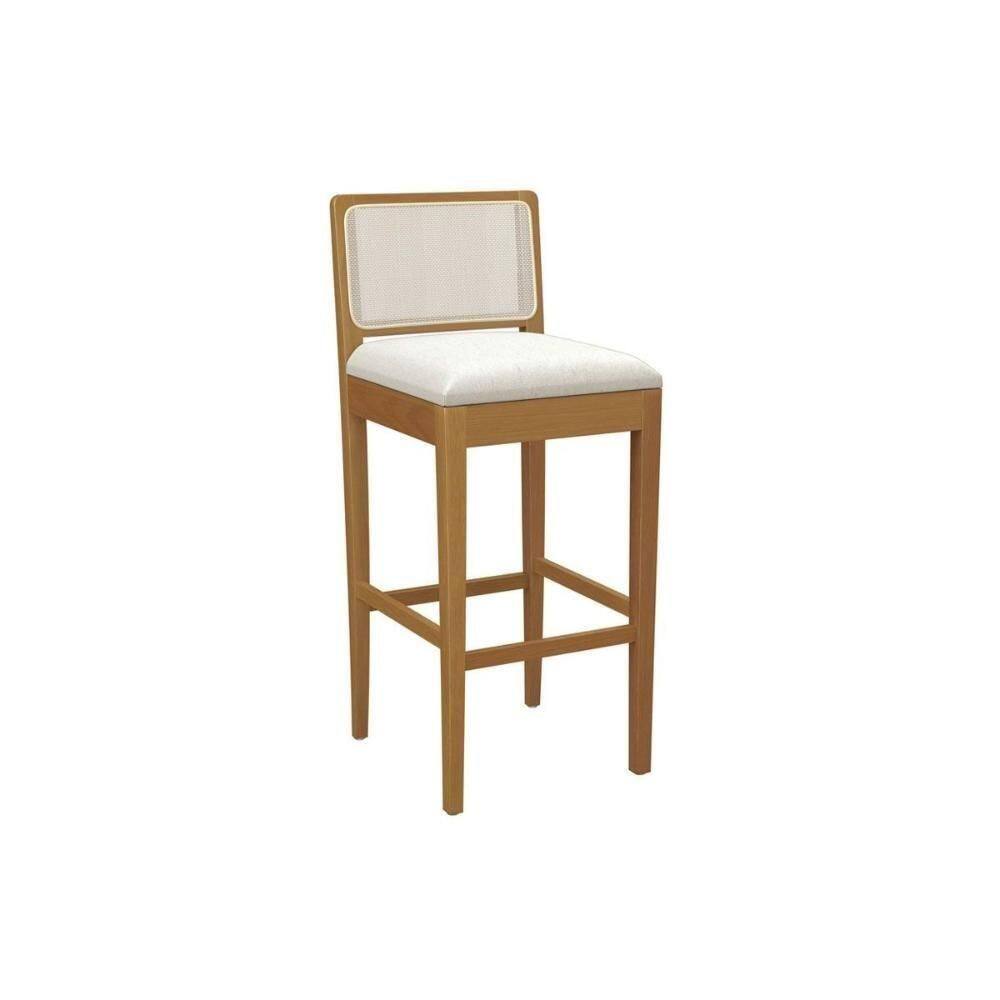 Banqueta De Cozinha Sara Madeira Maciça 1bmm005ca 1 Un Carvalho-linho Bege Caqui-tela Bege - Kappesberg