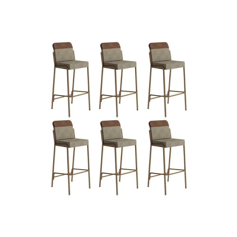 Banqueta De Cozinha Duo 1753 Kit 6 Un Rose-linho Areia-courano Caramelo - Carraro