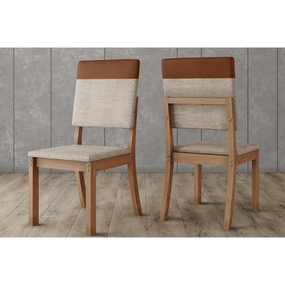 Cadeira De Cozinha Mila Plus Kit 2 Un Nature-corano Caramelo-linho Creme - Henn