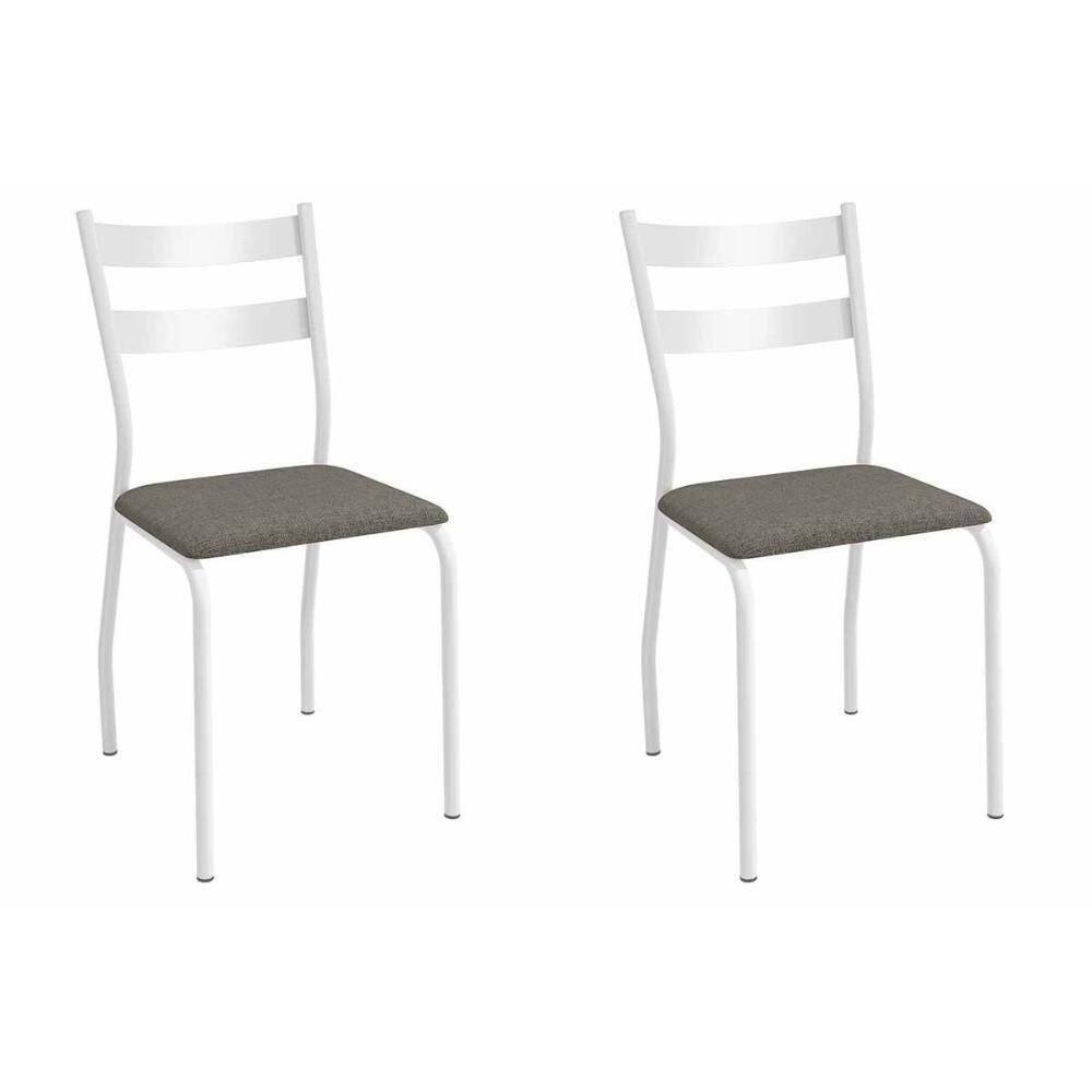 Cadeira De Cozinha Bali 2c141br Aço Kit 2 Un Branco-linho Escuro - Kappesberg