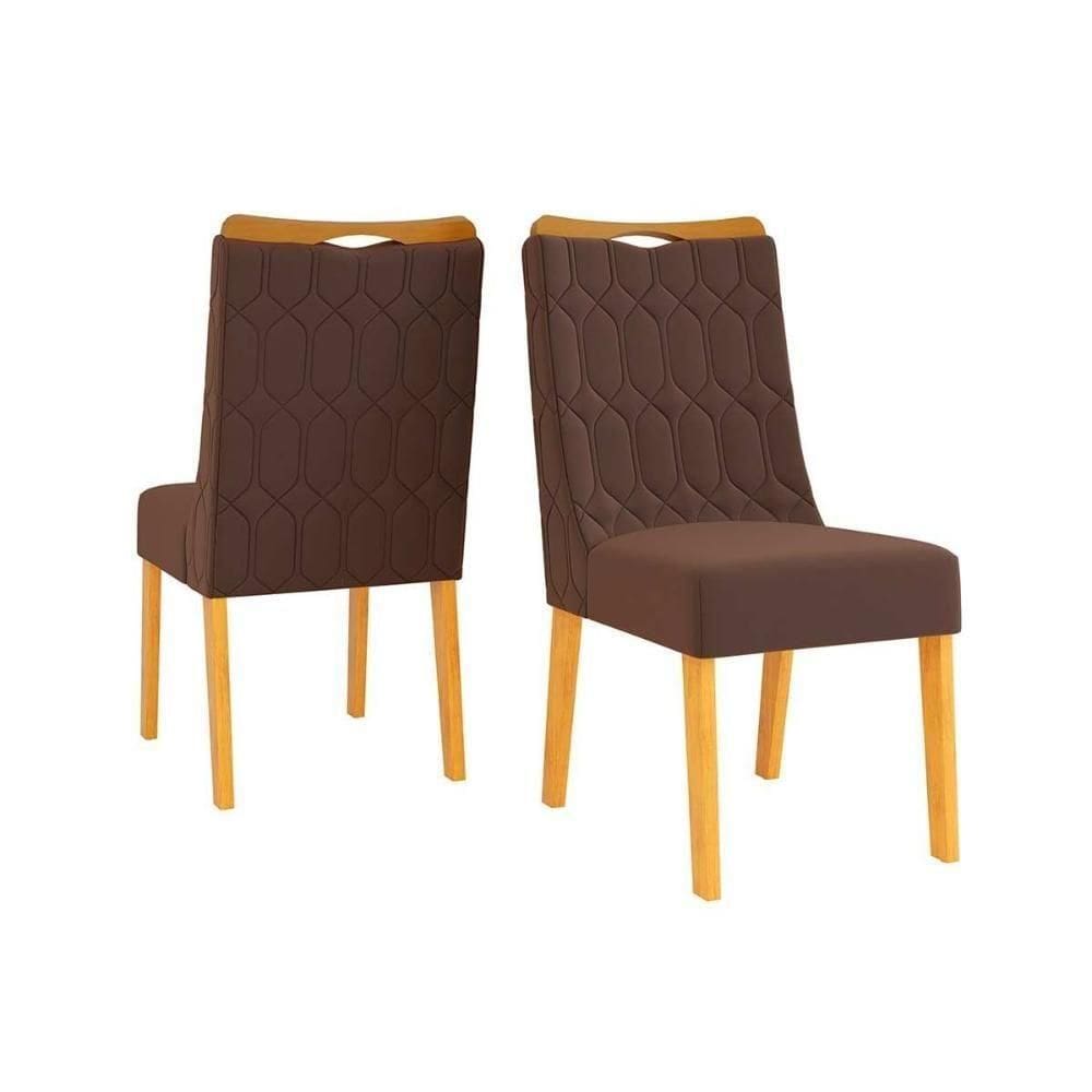 Cadeira Sala De Jantar Bia Cedro-suede Moca Marrom - Dj Móveis