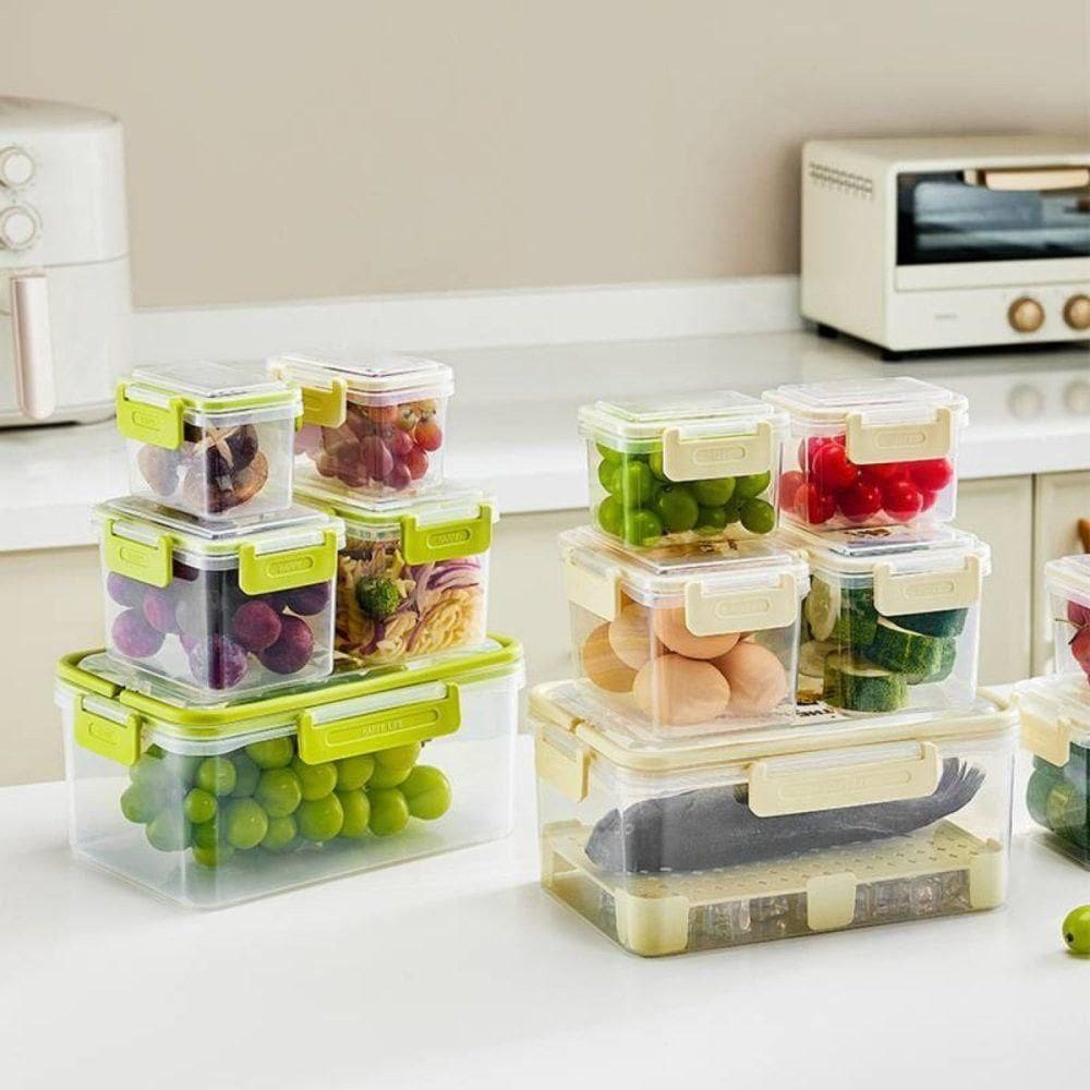 Conjunto 5 Potes De Plástico Com Tampa E Cesto -