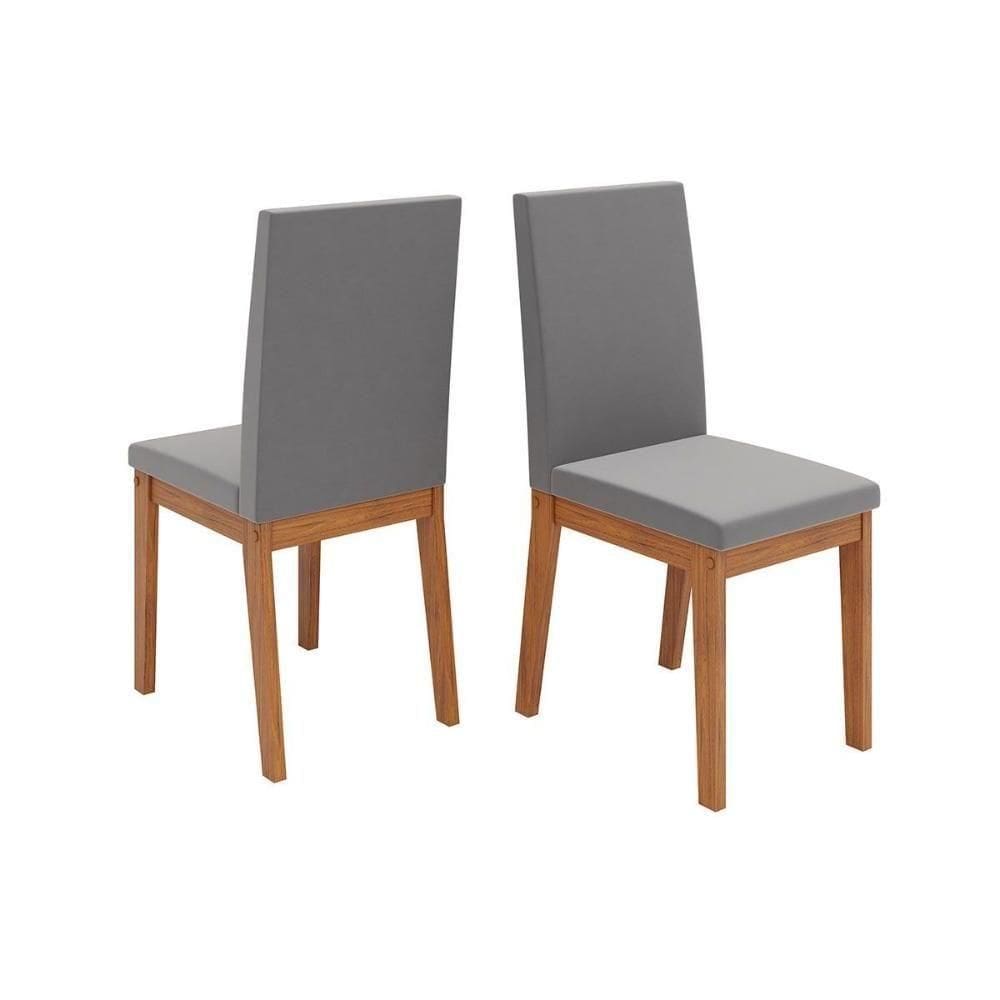 Cadeira Sala De Jantar Suzy Kit 2 Un Freijo-suede Lunar Grafite - Dj Móveis