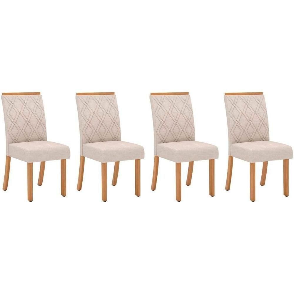 Cadeira De Cozinha Vita Kit 4 Uni Nature-suede Light Linho - Henn