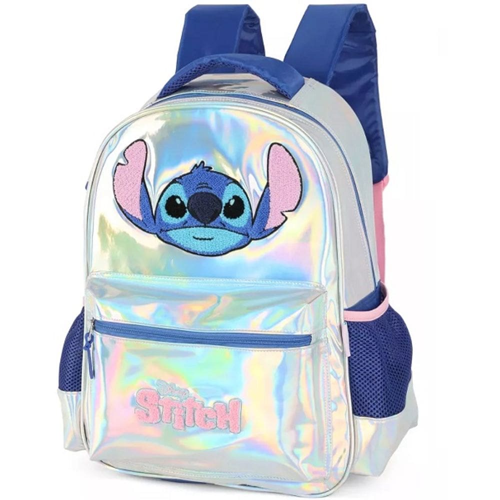 Mochila Escolar de Costas STITCH Holografica Silver Luxcel