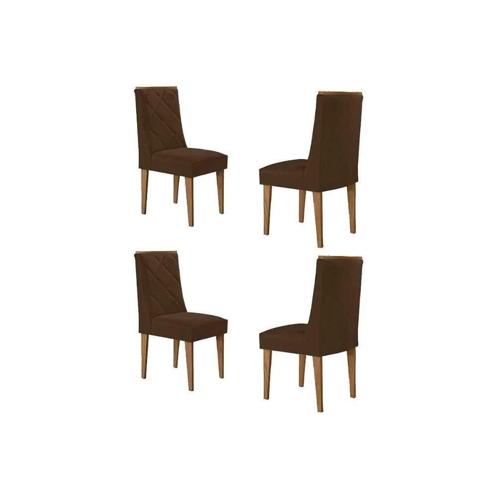 Cadeira Sala De Jantar Pietá Kit 4 Un Naturalle-suede Capuccino - Rufato