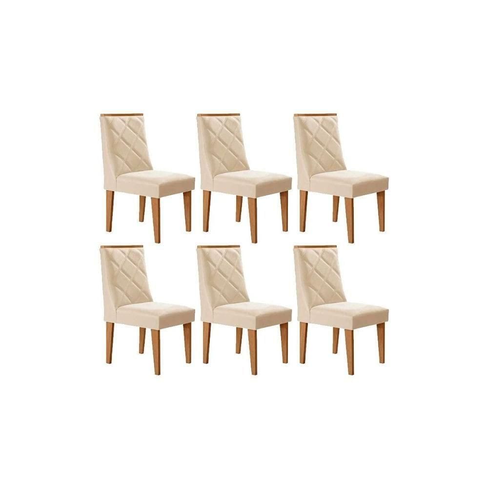 Cadeira Sala De Jantar Pietá Kit 6 Un Naturalle-suede Creme - Rufato