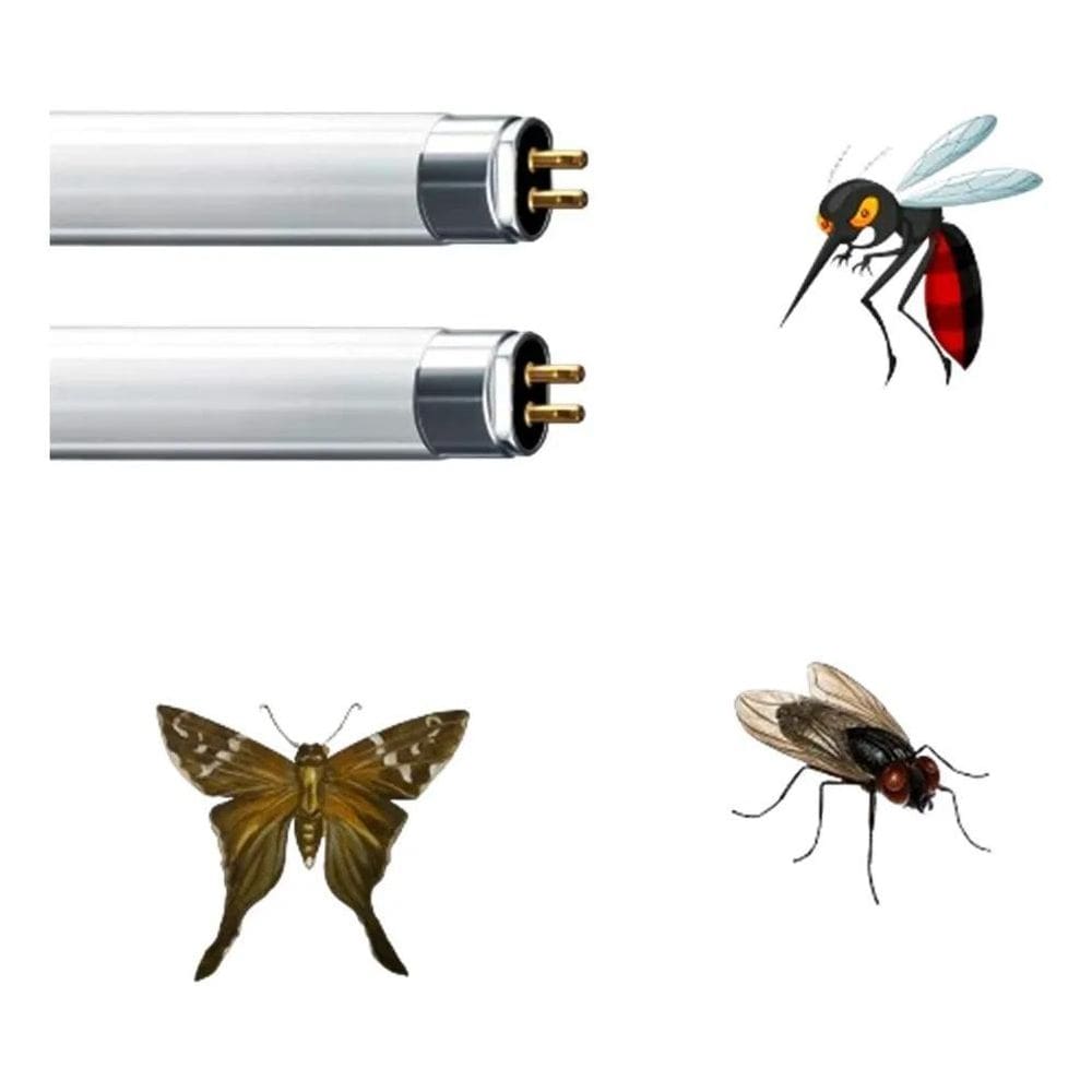 2X 2 Lâmpadas Uv Inseto Mata Moscas F4T5Bl 4W Actinia Aquari