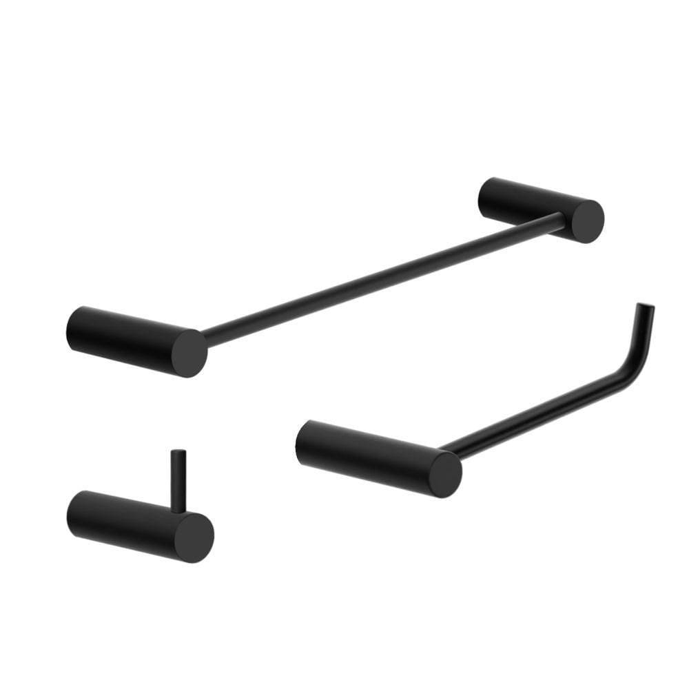 Kit Acessório Banheiro Preto Fosco 3 Peças Grego Metal 2030or