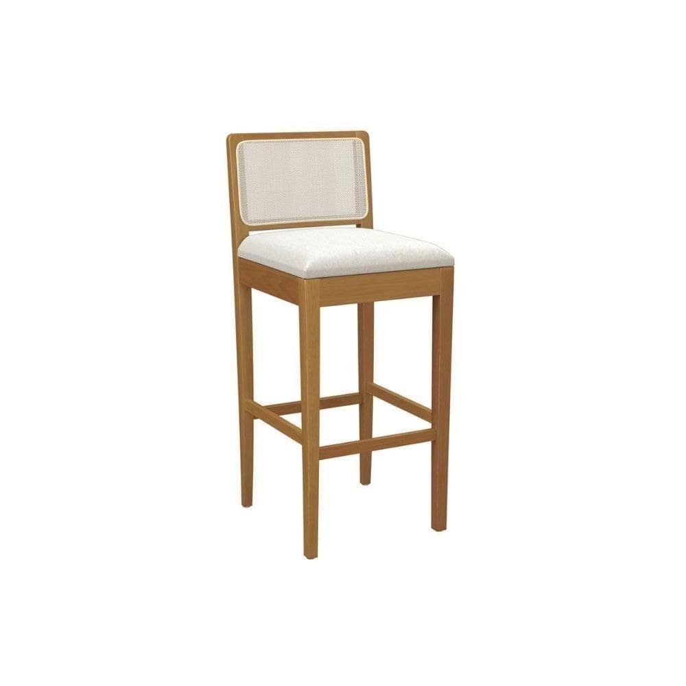 Banqueta Sala De Jantar Sara Madeira Maciça 1bmm005ca 1 Un Carvalho-linho Bege Caqui-tela Bege - Kappesberg