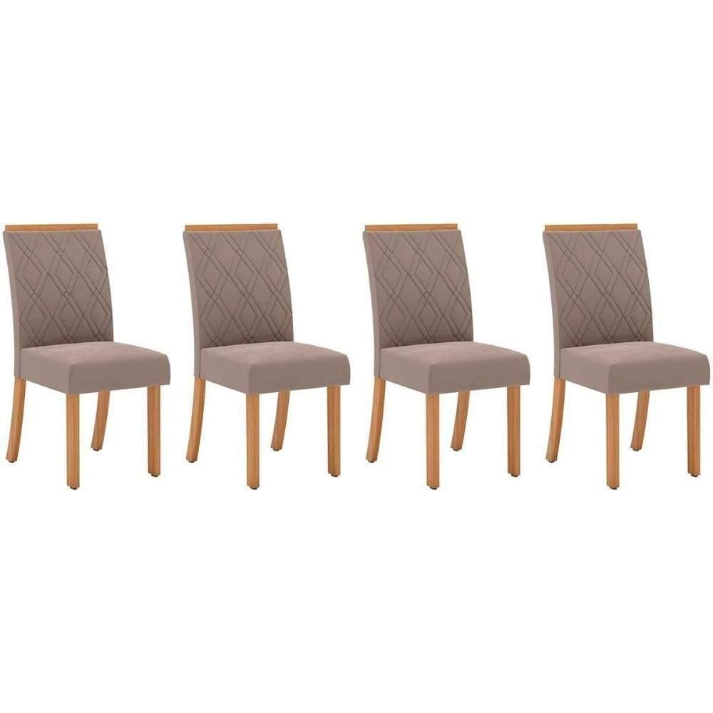 Cadeira De Cozinha Vita Kit 4 Uni Nature-suede Light Bege - Henn